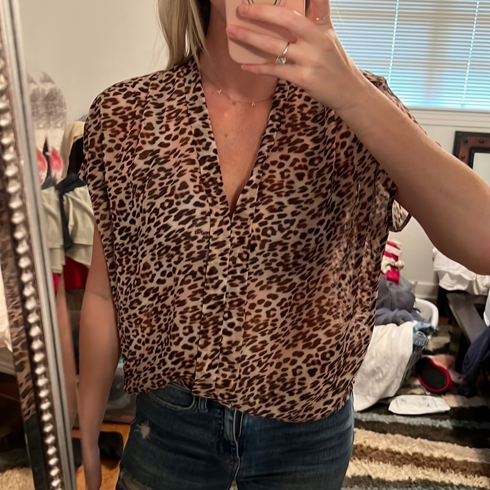 Sheer leopard print blouse